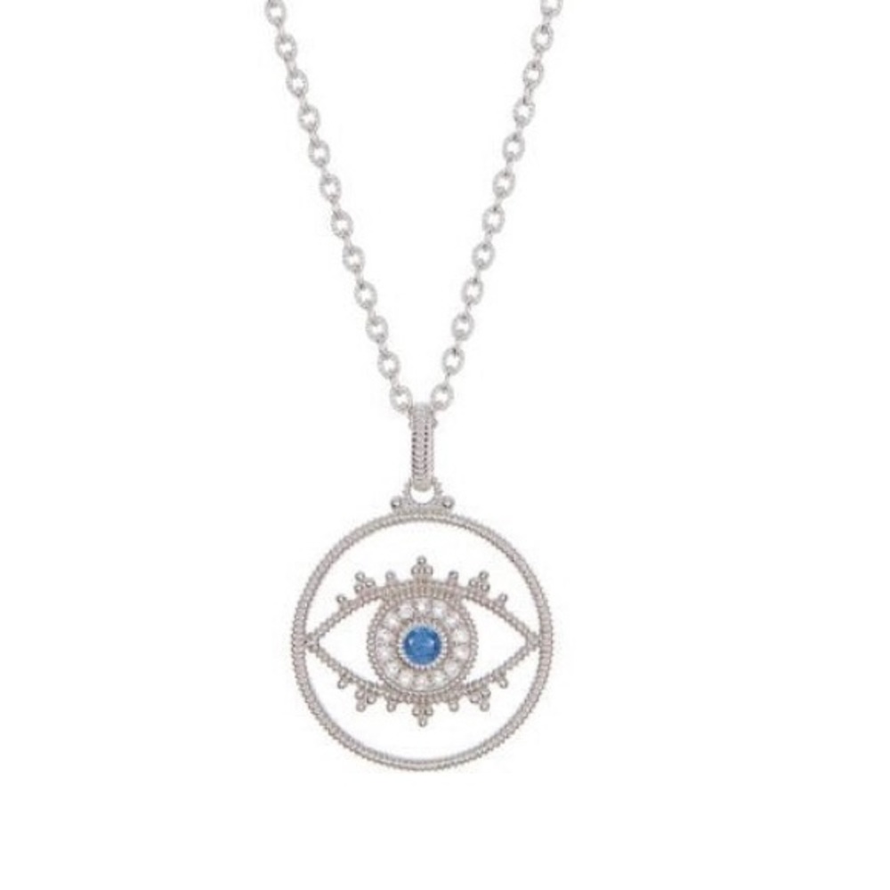 Judith Ripka Evil Eye Pendant with blue spinel stone